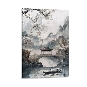 Amazon.co.jp: 絵画 中国風の風景水墨画インテリア 絵画 美しい